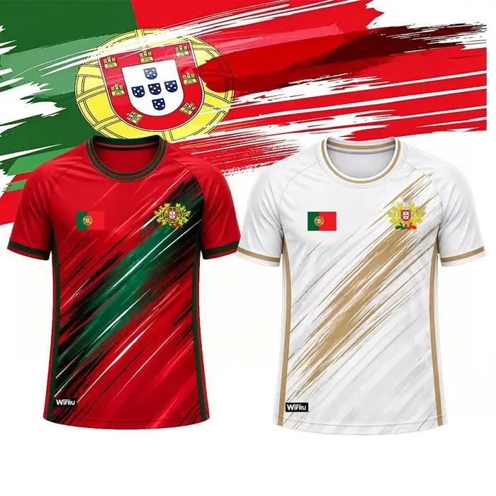 Maillot de football pour homme avec imprimé drapeau du Portugal 2026, T-shirt de sport respirant et à séchage rapide, unisexe, décontracté, cadeau pour les fans, hauts d'été