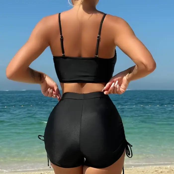 Maillots de bain séparés noirs ensemble Tankini maillot