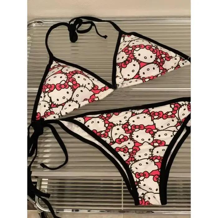 Maillot de bain sexy Hello Kitty pour femme 2026 – Ensemble bikini mignon Sanrio pour filles – Tenue de plage tendance
