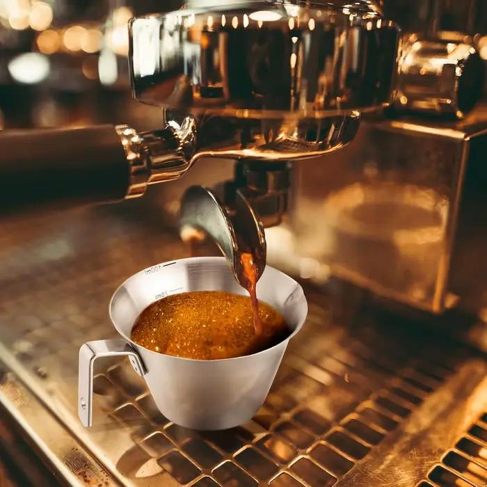 Tasse à expresso en acier inoxydable 304, 3.4 oz/ 100 ml, tasse à mesurer avec bec et poignée, échelle de café en métal