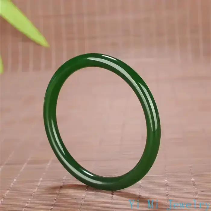 Bracelet rond en Jade vert 54-66mm, bijoux à breloques chinois, accessoires de mode sculptés à la main pour hommes et femmes, amulette porte-bonheur, cadeaux