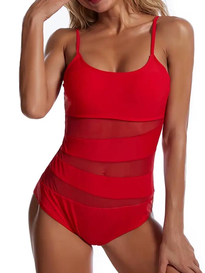 Maillot de bain une pièce sexy en maille unie 2026 pour femme
