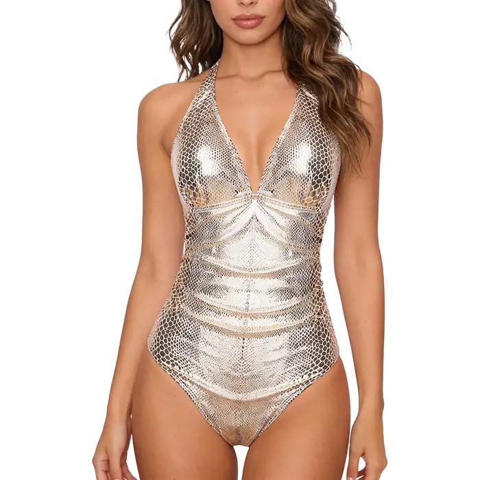 Maillot de bain une pièce brillant effet métallisé pour femme