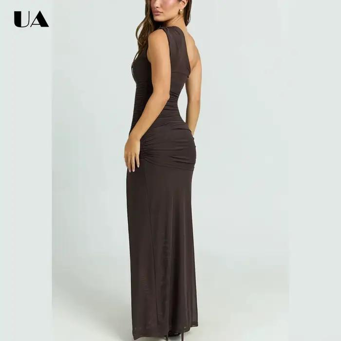 Robe fourreau sexy ULBYANRY à fente haute pour femme, robe de soirée asymétrique tendance pour invitée de mariage, robe longue unie personnalisée