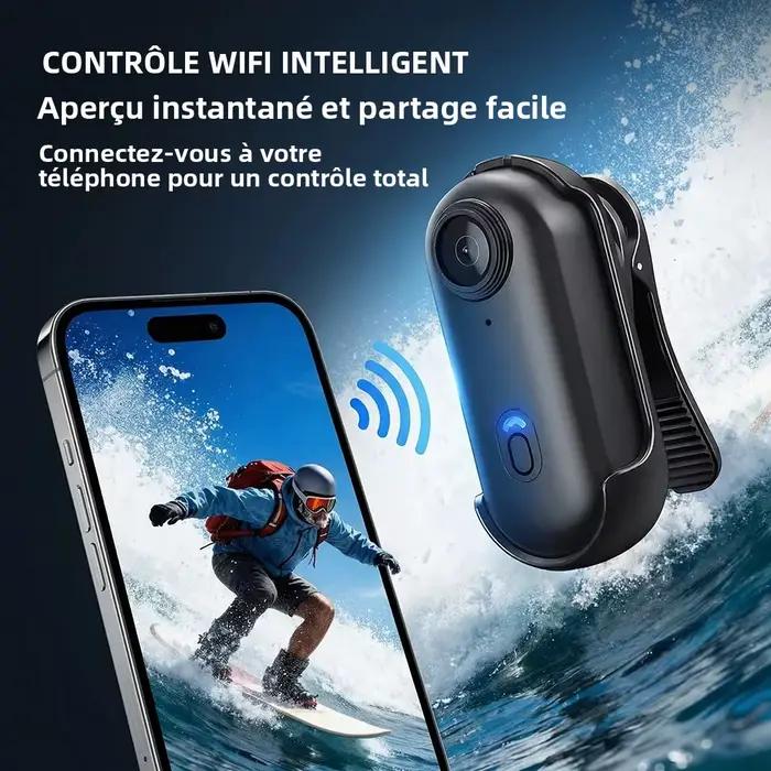 Mini caméra d'action 4K HD pour moto, légère, avec Wi-Fi, pour POV, sport routier, vélo, vlog et suivi d'animaux