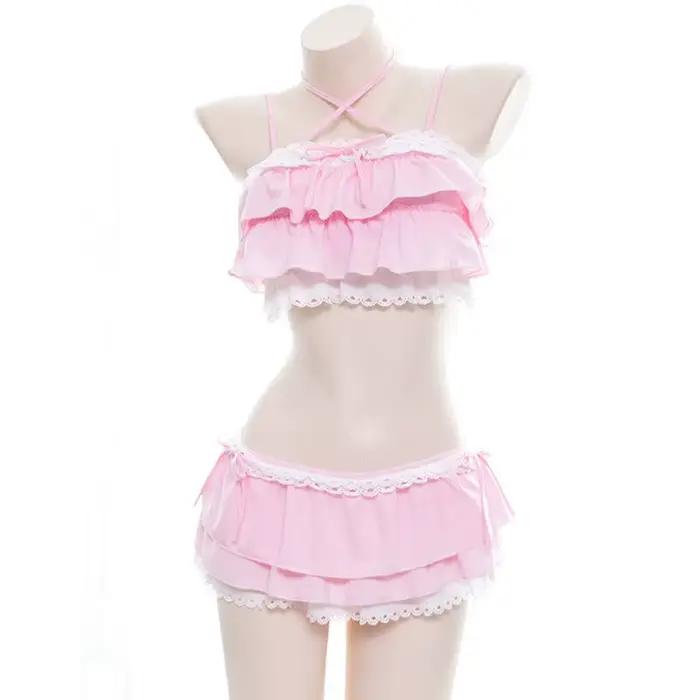 Maillot de bain sexy style japonais pour petite fille, kawaii, lolita, falbala