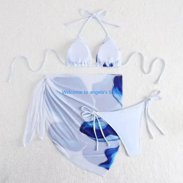 X4YC Ensemble deux pièces pour avec haut triangle bas string pour les vacances à plage
