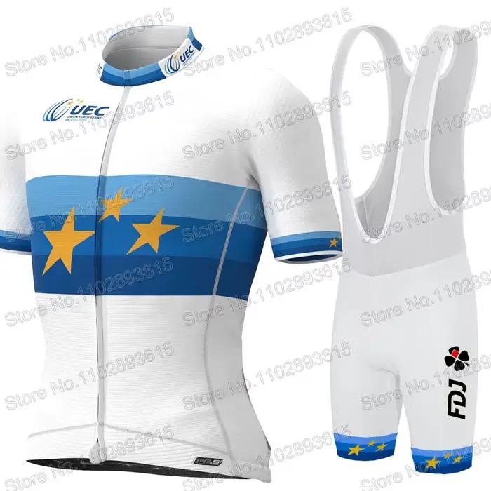 Eurpean FDJ Team 2023 Maillot de cyclisme ensemble à manches courtes vêtements vélo de route chemises costume vélo cuissard vtt Ropa Maillot