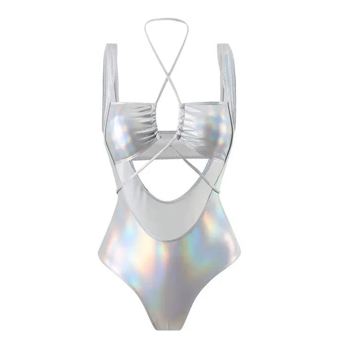 Maillot de bain une pièce à paillettes métalliques