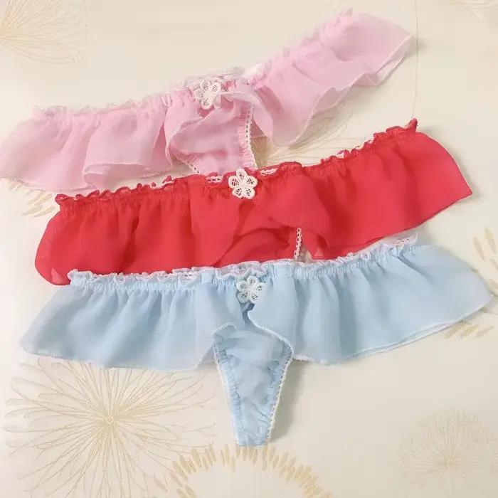 Sous-vêtements Sexy en mousseline de soie pour femmes, taille basse, slips sensuels élégants, tentation de fille de minuit, pantalons intérieurs de la chine continentale