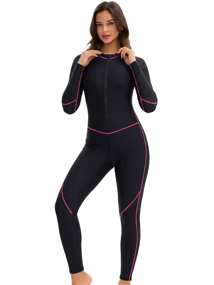 Nouveau Maillot de Bain Sportif 2026 à Manches Longues et Pantalon Long avec Fermeture Éclair pour Femme