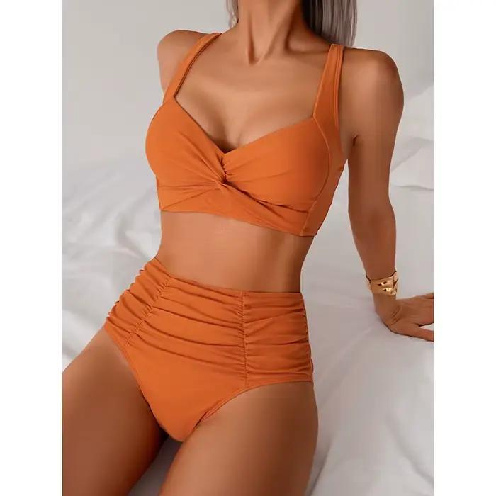 Taille haute Sexy Bikini ensemble Biquini maillots de bain femmes deux pièces maillot