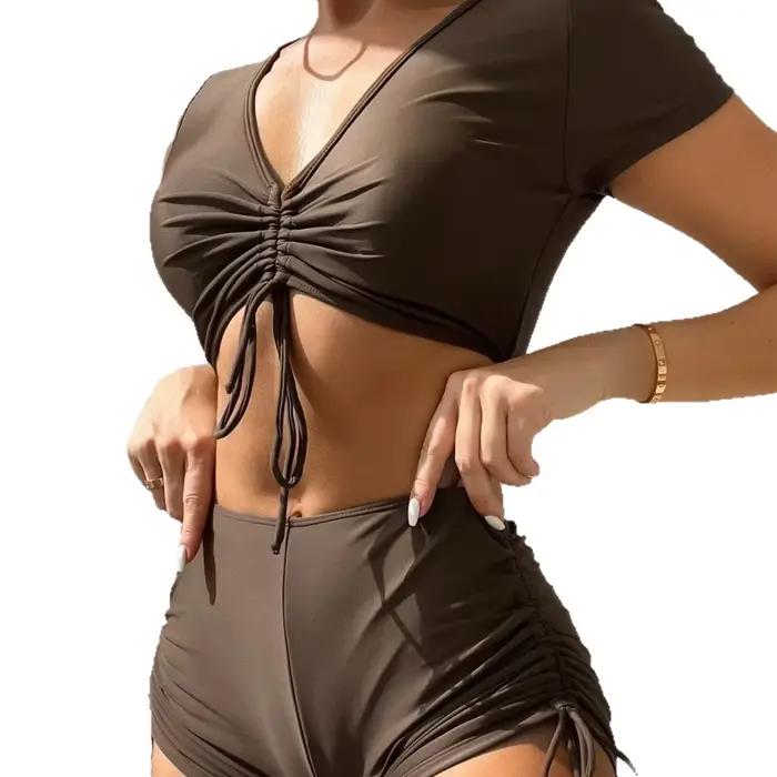 Maillot de bain femme sexy à lacets et nœuds