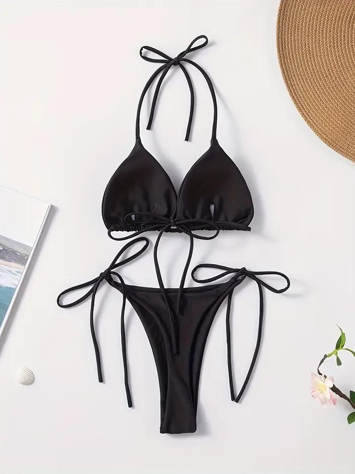 Nouveau bikini string uni de style européen et américain