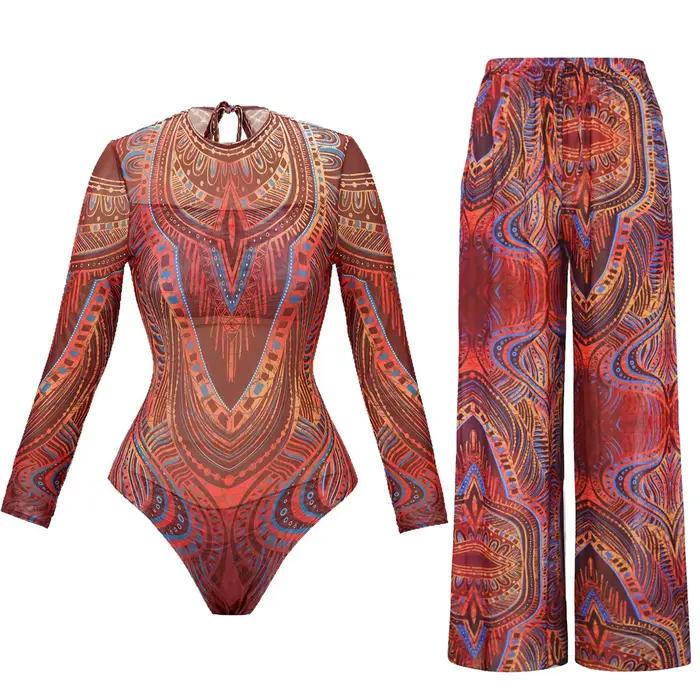 Maillot de bain en maille avec pantalon Long