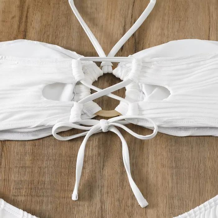 Maillot de bain blanc pour femmes, ensemble deux pièces, culotte tanga, sexy, vêtements de plage, 2024