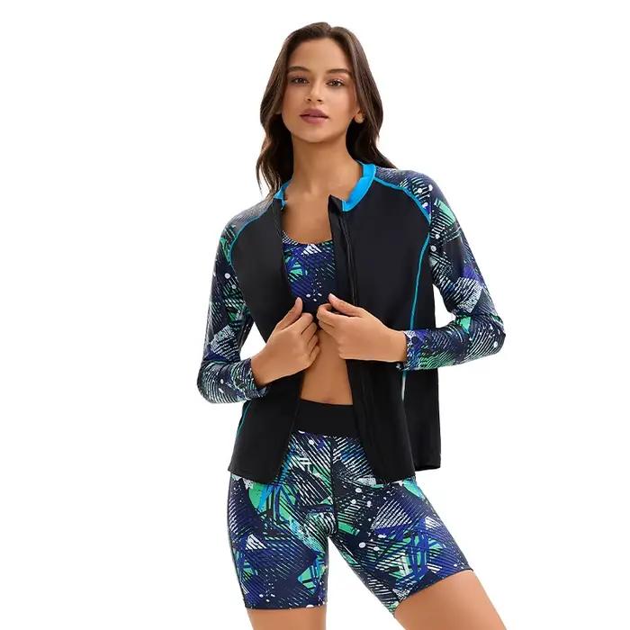 Maillot de bain trois pièces imprimé Boyleg pour femmes