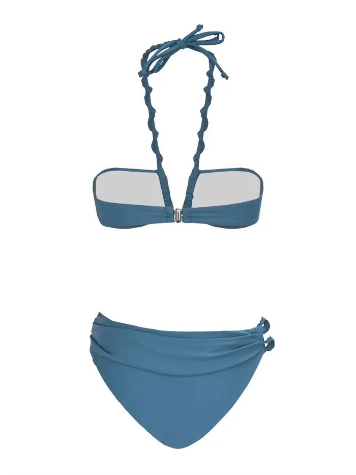 2025 Nouvel ensemble bikini sexy bordeaux avec détails dorés - Haut bandeau avec bas coupe haute