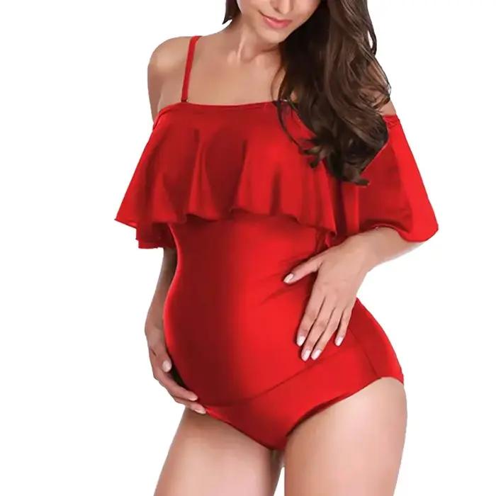 Maillot de bain une pièce confortable pour femmes enceintes en nylon et élasthanne, avec bretelles réglables, pour nager, plage ou usage intérieur