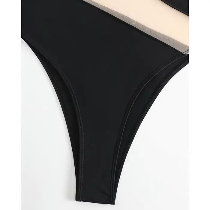 Maillot de bain une épaule patchwork femme sexy voir à travers occassions plage vacances泳形