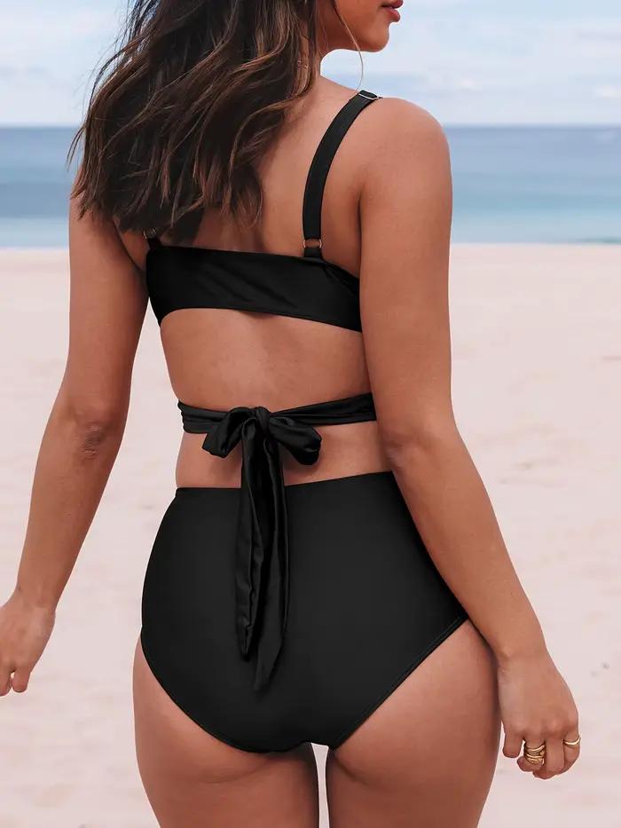 Maillot de bain slim de couleur unie pour femme