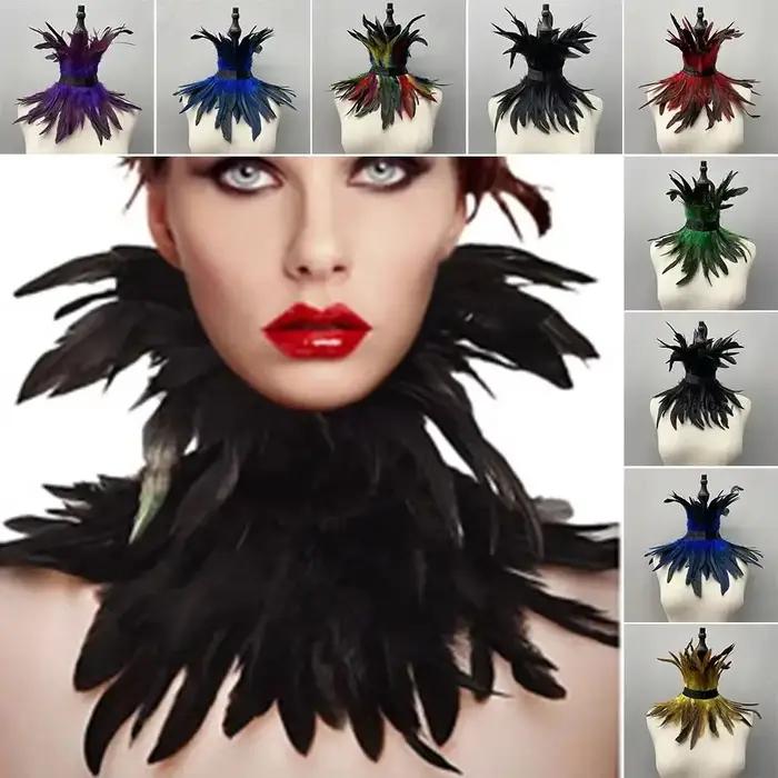 Accessoires de Cosplay Gothiques, Châle en Fourrure, Écharpe en Plumes, Décor d'Halloween