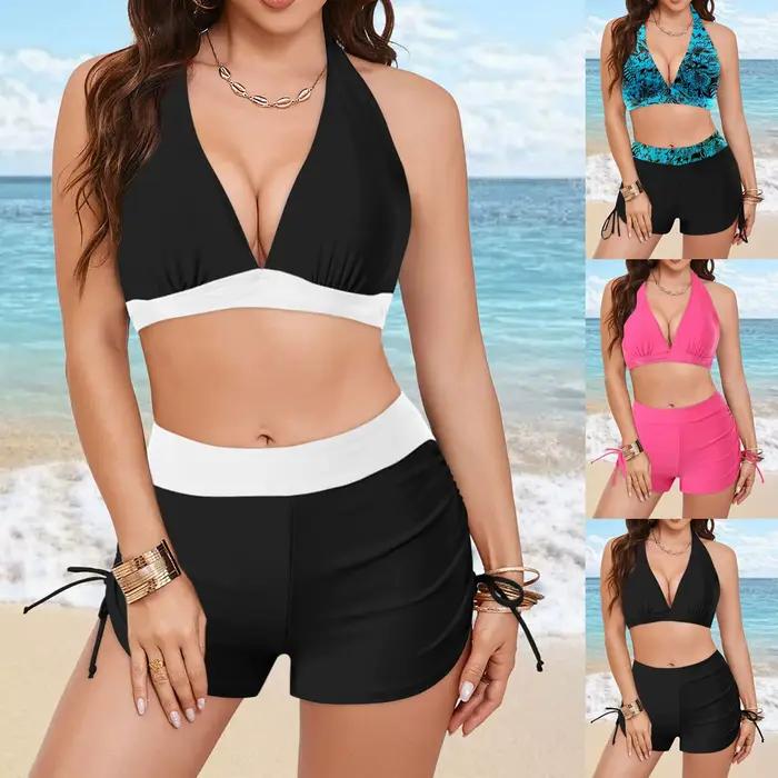 Maillot de bain deux pièces taille haute pour femme
