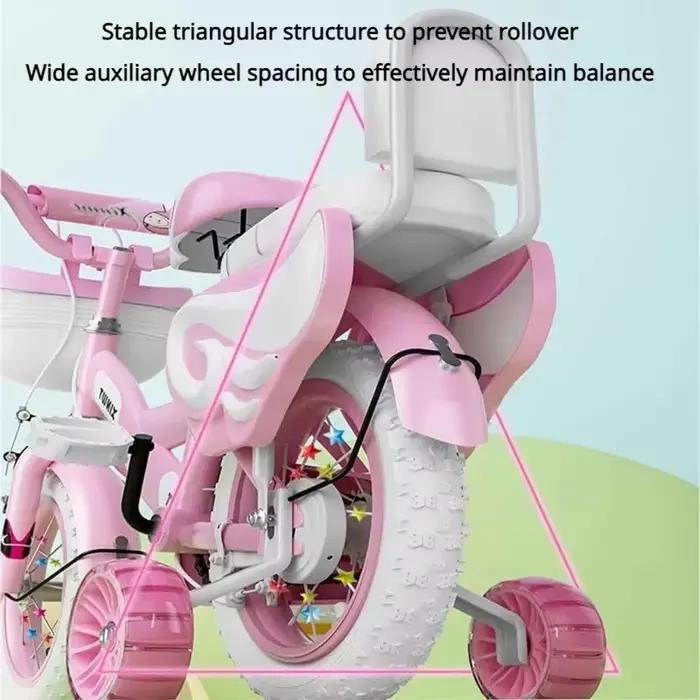 Vélo pour filles, vélo pour enfants de 12, 14 et 16 pouces avec roues d'apprentissage et freins doubles, vélo pour tout-petits avec panier, cadeau d'anniversaire pour garçon