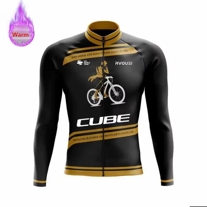 Hiver thermique polaire cyclisme maillot sport vélo Rvouei Cube Pro équipe montagne vélo vêtements Ropa Ciclismo Invierno Hombre