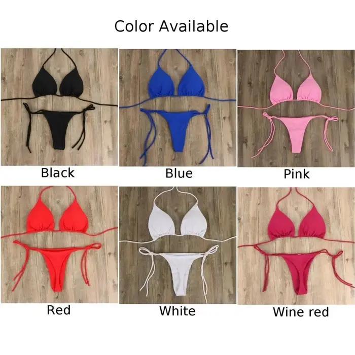 Femmes string Bikini ensemble côté cravate Sexy maillot de bain Style bandeau