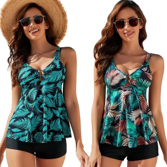Grande taille deux pièces maillots de bain femmes imprimer été maillot