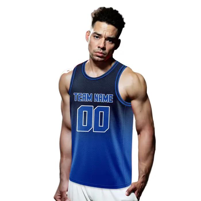 Maillot de Basket-ball Personnalisé Bleu Dégradé, Imprimé avec Nom, Numéro, Logo, Chemise d'Équipe pour Hommes, Femmes, Jeunes Enfants, Cadeau GérGift