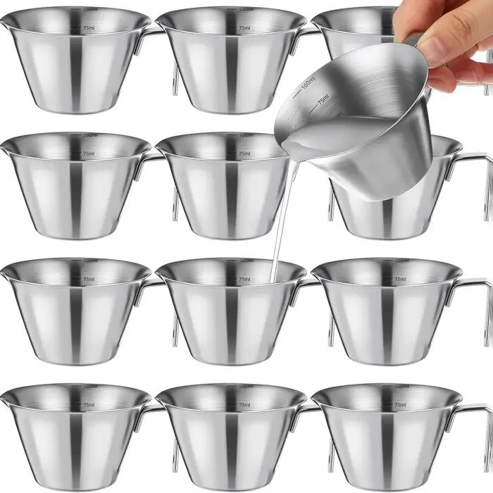 Tasse à expresso en acier inoxydable 304, 3.4 oz/ 100 ml, tasse à mesurer avec bec et poignée, échelle de café en métal