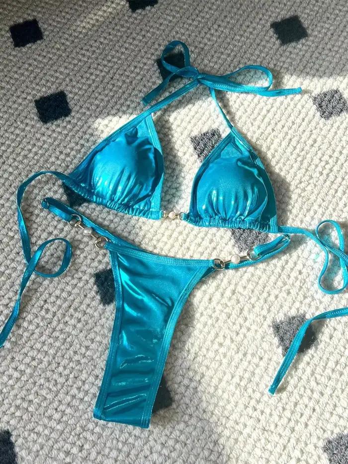 Micro bikini rose brillant 2026 pour femme