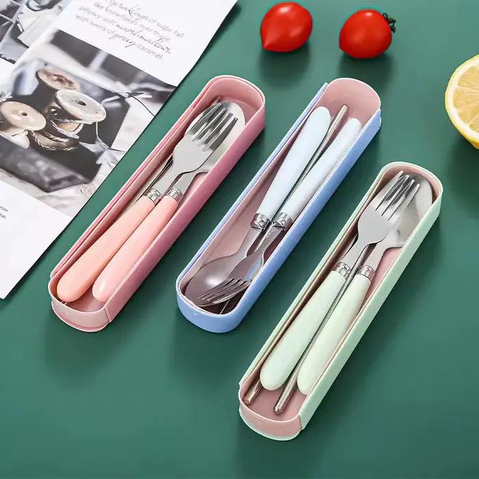Ensemble de couverts 3 pièces pour enfants, couverts en acier inoxydable pour tout-petits, nourriture de dessin animé, cuillères et fourchettes d'alimentation