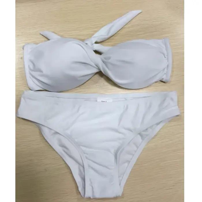 Maillot de bain femme micro bikini nylon uni et multicolore bandeau et taille basse pour plage et baignade occasions spéciales