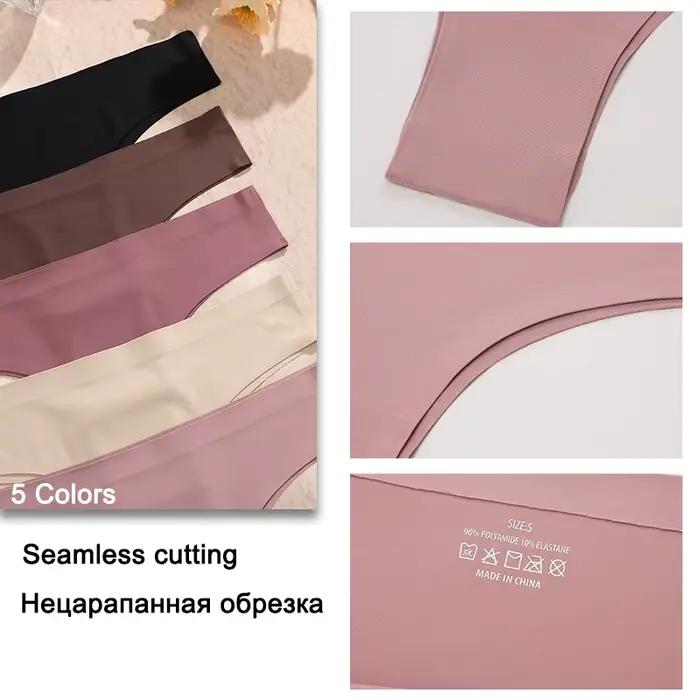 Slip Invisible, Lingerie Sexy, sous-vêtements en soie glacée pour femmes, sans couture, confortable, entrejambe en coton, taille moyenne, culotte pour filles