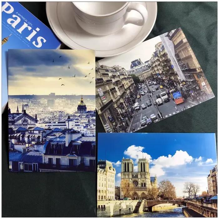 ‌ Ensemble de 30 cartes postales de voyage à Paris - Cartes de vœux avec vue sur la Tour Eiffel et la Seine - Cadeaux romantiques de voyage