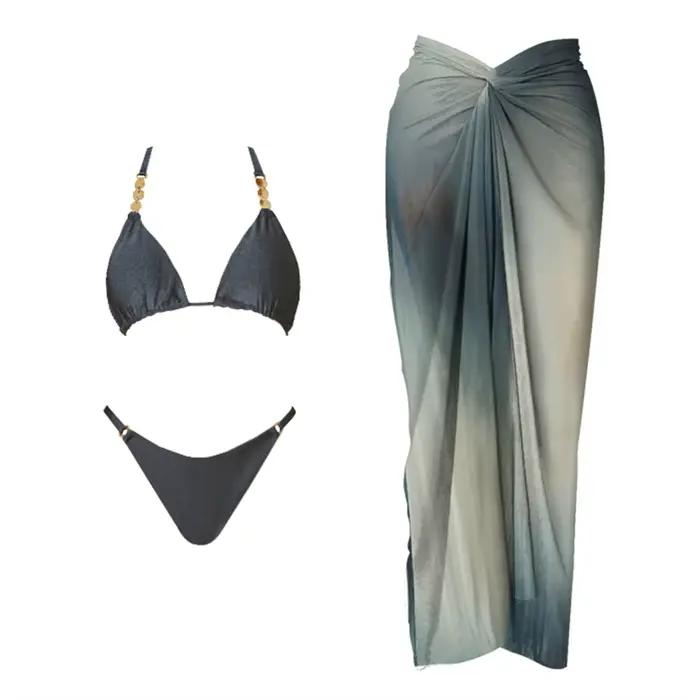 2026 Ensemble de maillot de bain 2 pièces push-up avec jupe longue