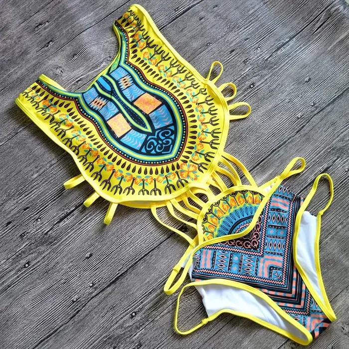 Maillot de bain Paunikix une pièce avec imprimé africain pour femmes, taille haute, confortable et élégant pour baignade, piscine et plage