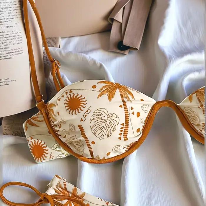 Maillot de bain imprimé à bretelles push-up