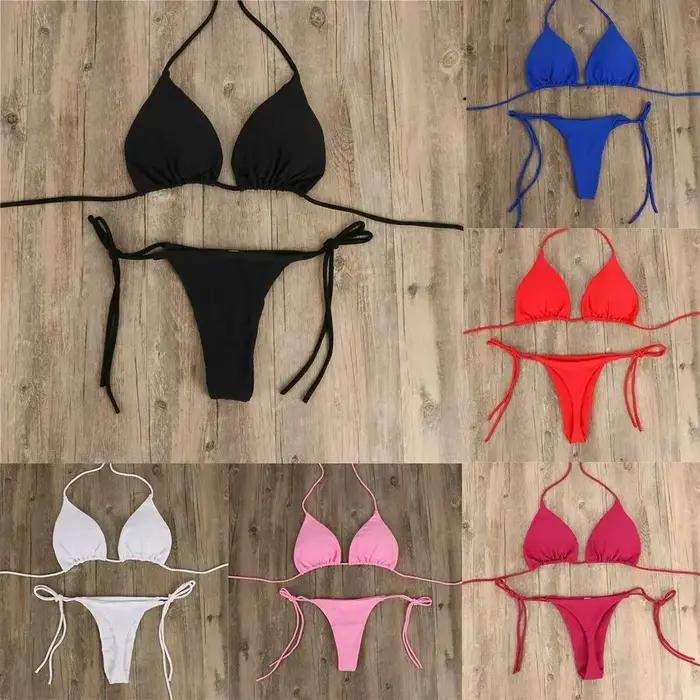 Femmes string Bikini ensemble côté cravate Sexy maillot de bain Style bandeau