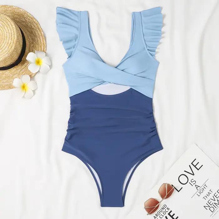 2025 évider croix Ztvitality maillot de bain une pièce solide à volants maillots