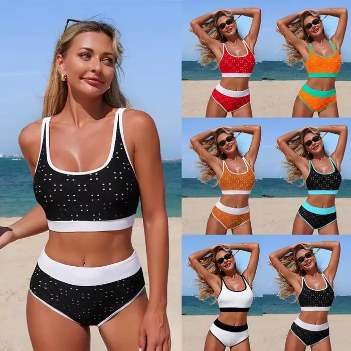 Maillot de bain deux pièces taille haute pour femme