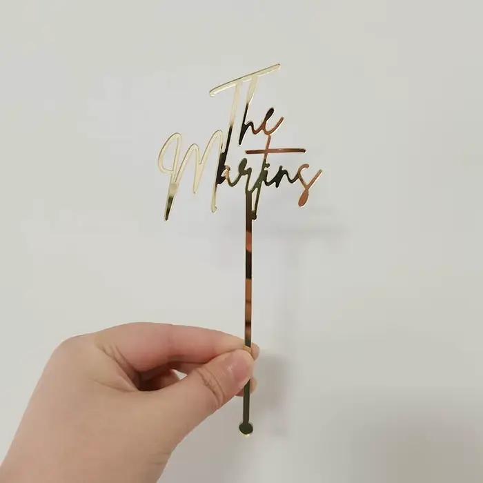 Bâtonnets de calligraphie personnalisés, 100 pièces, agitateurs de clics de nom personnalisés, accessoires de barre, centre de table de mariage