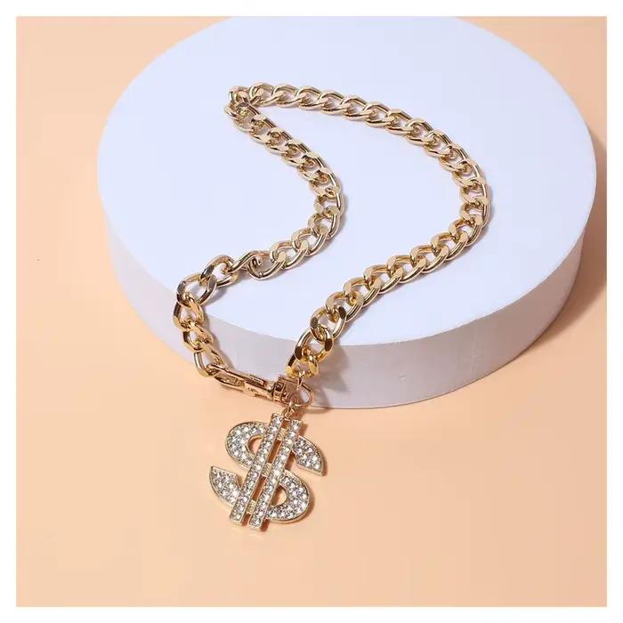 Collier de luxe pour chiens de petite et moyenne taille, pendentifs avec signe de Dollar, Hip Hop, chaîne plaquée or/argent, bijoux, accessoires pour animaux de compagnie