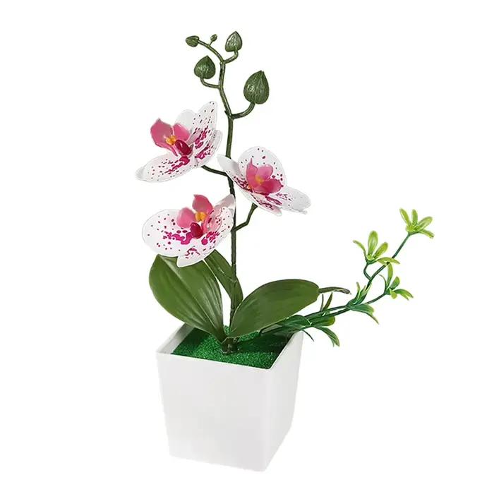 Fleurs artificielles de Phalaenopsis en pot pour une décoration élégante, magnifiquement détaillées et à faible entretien pour un plaisir durable