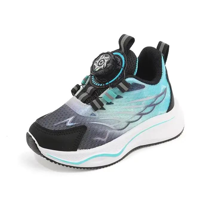 Tenis enfant chaussure baskets décontractées pour garçon enfant chaussure pour fille boutons rotatifs chaussure de course pour fille semelle souple maille chaussure respirante