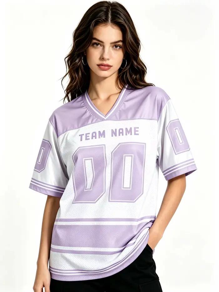Maillot de football américain personnalisé noir col en V - Nom et numéro personnalisés, haut décontracté tendance pour le streetwear hommes femmes jeunes