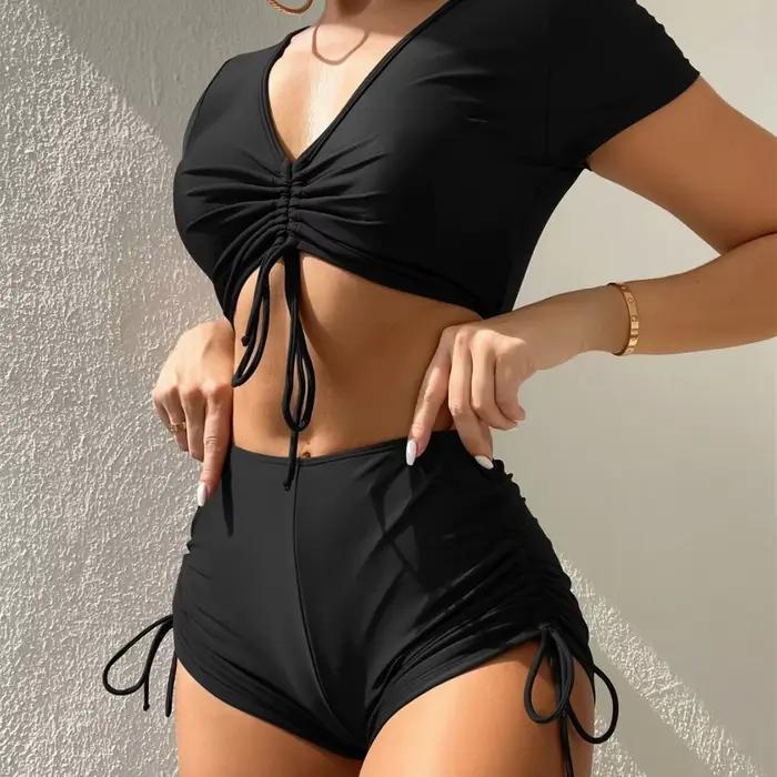 Maillot de bain femme sexy à lacets et nœuds